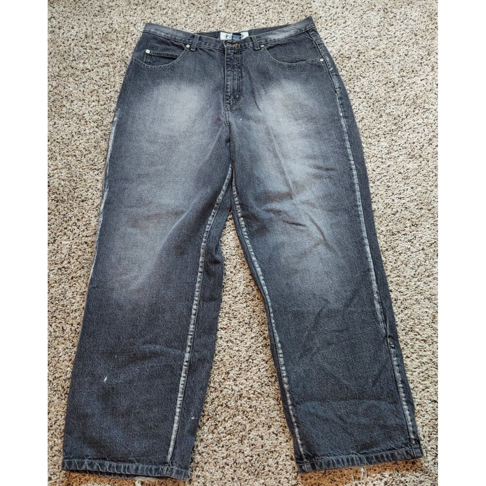 Godbody Jeans VTG 90's Black Acid Wash 37x31 Y2K Baggy Grunge Streetwear Hip Hop